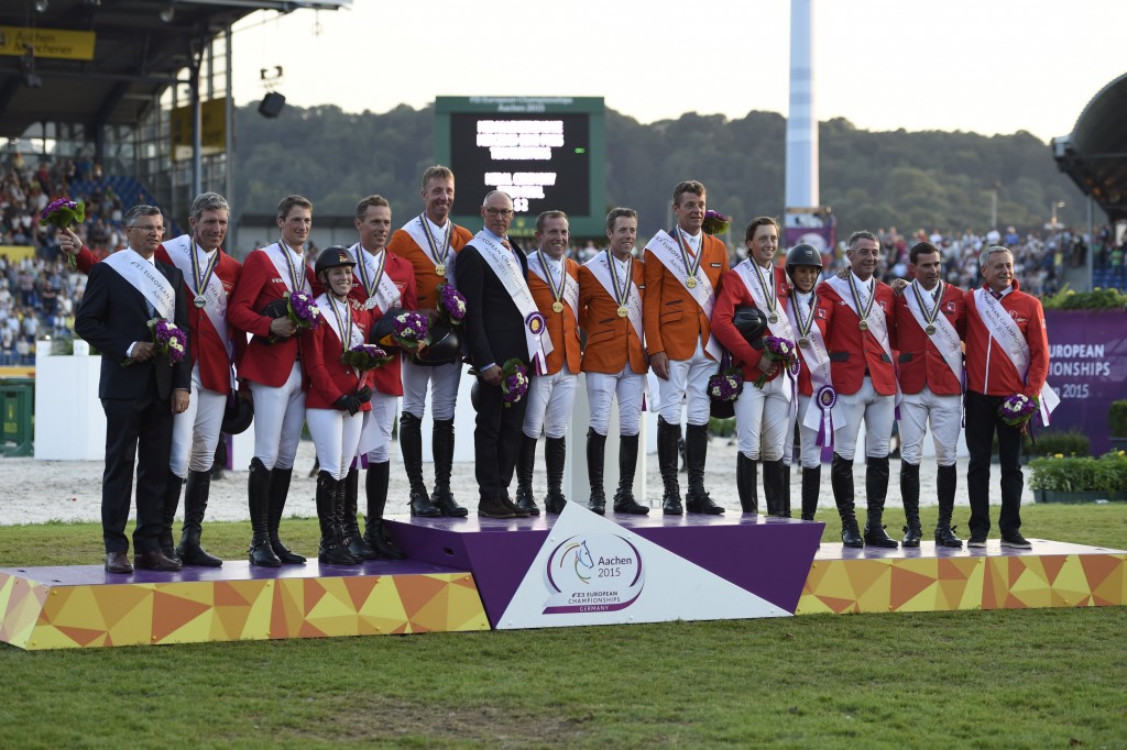 The Netherlands win the Team competition at the FEI European Championships in Aachen